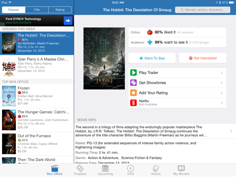 Flixster App - Screen 5 on FlowVella - Presentation Software for Mac iPad  and iPhone