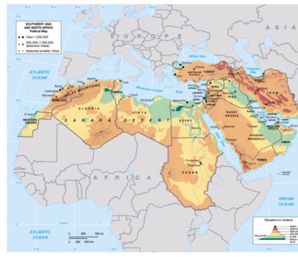Промышленность юго западной азии и северной африки. Карта Юго Западной Азии и Северной Африки. Юго-Западная Азия и Северная Африка. Передняя Азия. Карта среднего Востока и Северной Африки.