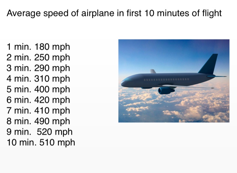 Average speed in first ten minutes of flight Screen 2 on FlowVella Presentation Software for
