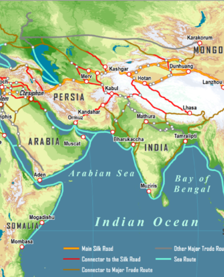Каракорум где находится на карте. Каракорум на карте. Пустыня Каракорум на карте. Великий шёлковый путь маршрут. Где находится Каракорум на карте.