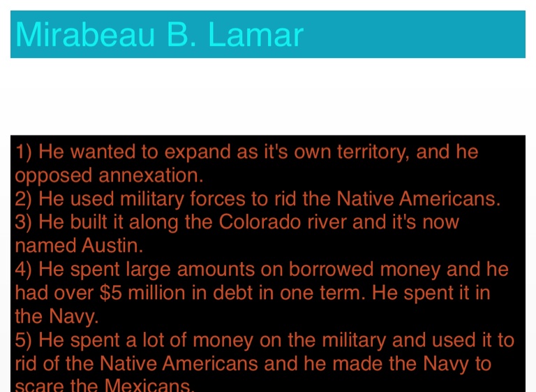 Sam Houston And Mirabeau B. Lamar Differences - Screen 2 On FlowVella ...