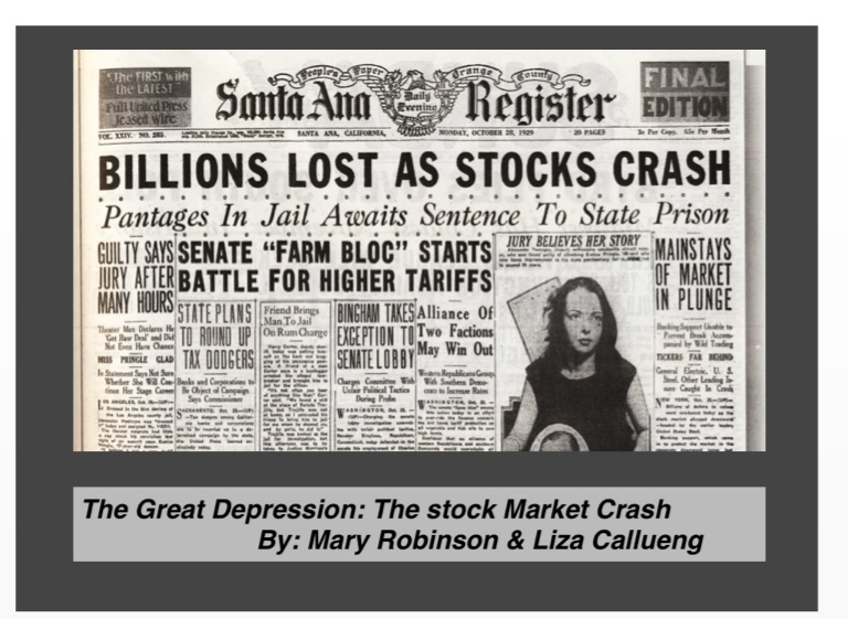 stock market 1929 1930 to presentation