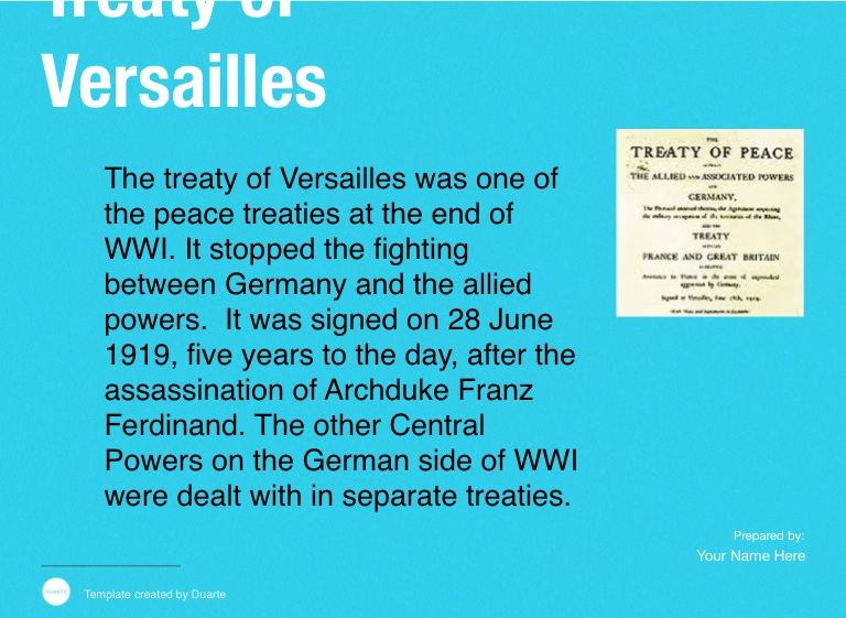 Treaty of Versailles on FlowVella Presentation Software for Mac iPad