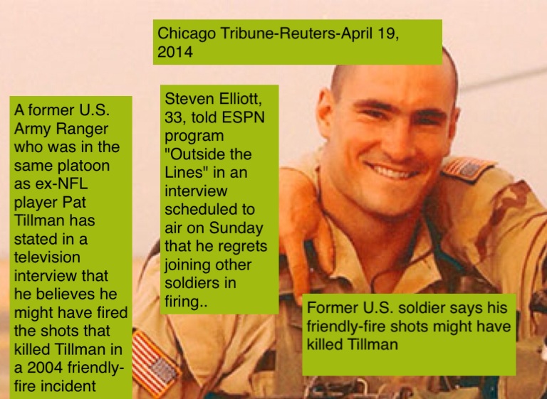 Army Ranger Steven Elliott who shot dead NFL's Pat Tillman on PTSD