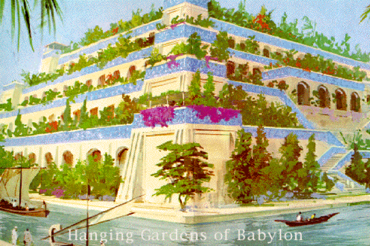 what was the hanging gardens of babylon made of