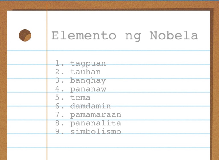 Ibigay Ang Limang Elemento Ng Nobela - pagtitipon nobela
