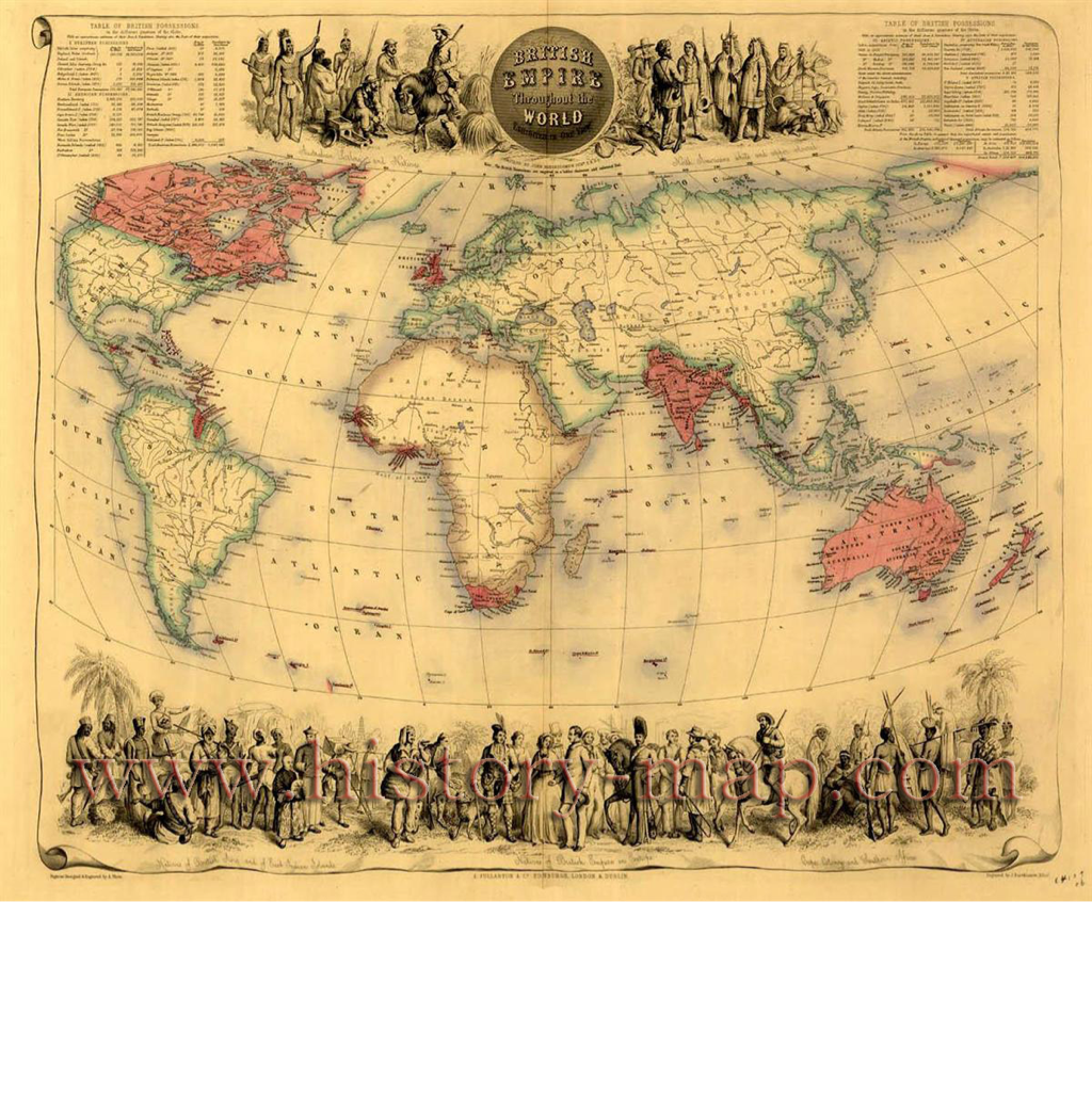 Victory world. British Empire Map. Antique Atlas.