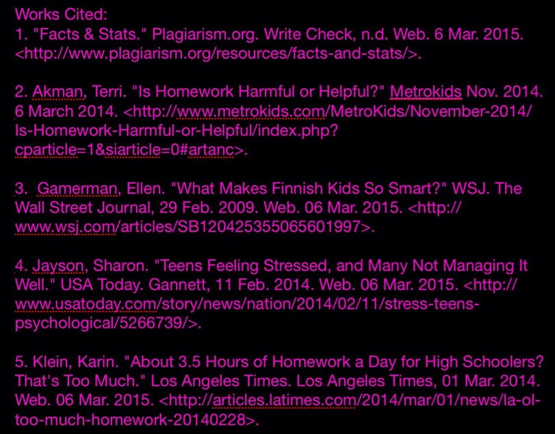 Facts on homework stress