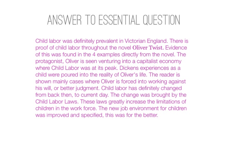 Oliver Twist Child Labor Project Screen 13 on FlowVella