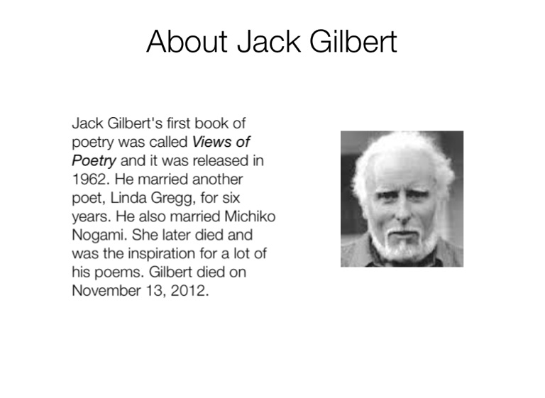 Resultado de imagen para jack gilbert