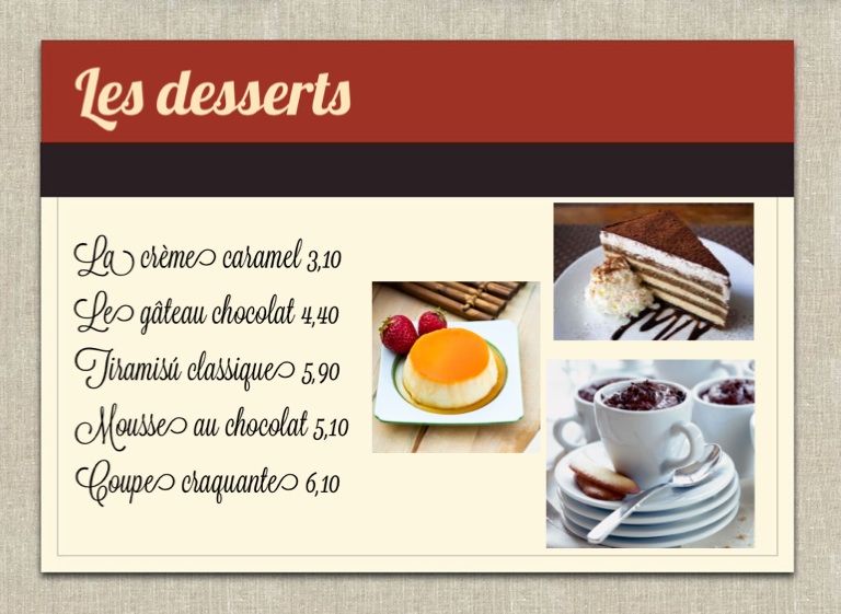 French Menu Project Screen 5 On Flowvella Presentation Software For Mac Ipad And Iphone