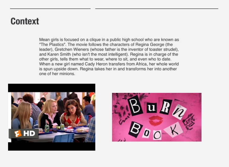 Mean Girls Theme Project - Screen 2 on FlowVella - Presentation Software  for Mac iPad and iPhone