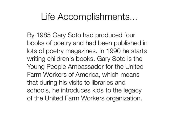 gary soto autobiographical narrative In short, not all my work is autobiographical, but it could be gary soto now lives with his wife and daughter in berkeley, california. gary soto autobiographical narrative In short, not all my work is autobiographical, but it could be gary soto now lives with his wife and daughter in berkeley, california.
